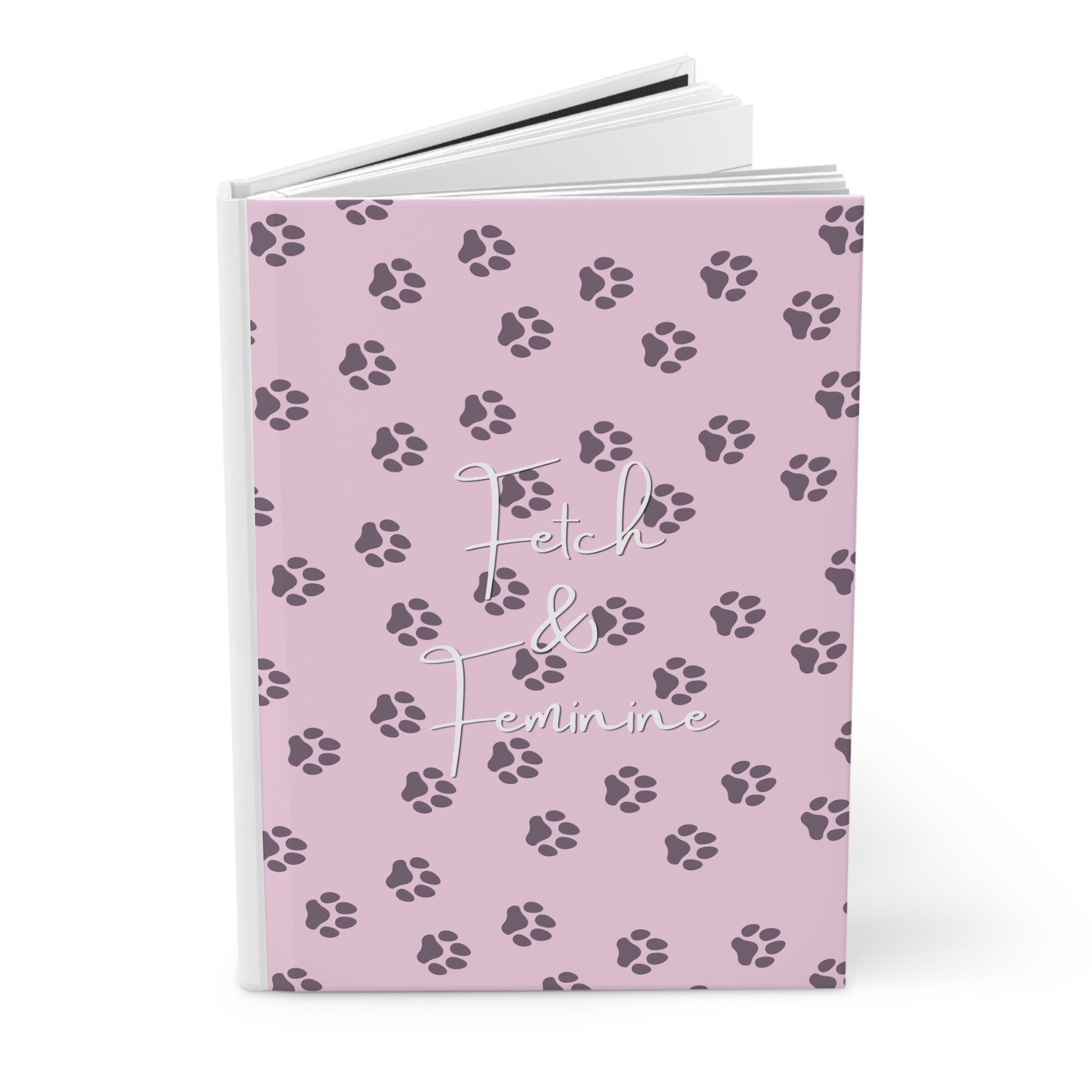 Pink Paw Print Hardcover Notebook for Dog Lovers