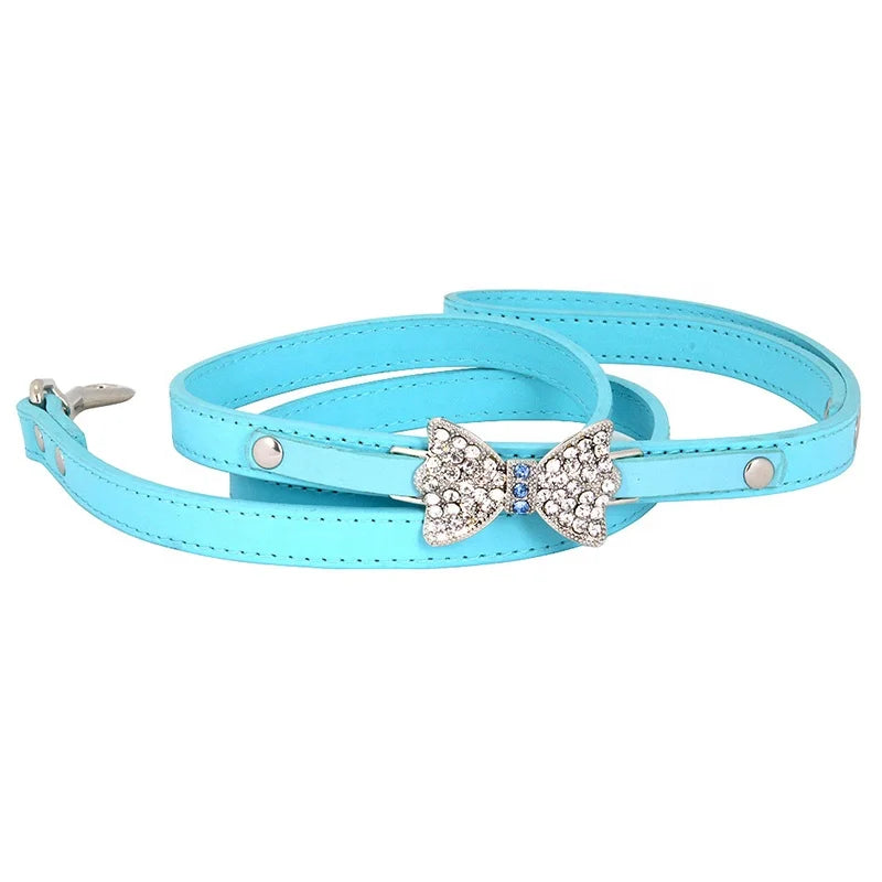 Cute Luxury Dog Leash Bow Coquette Y2K Sparkle