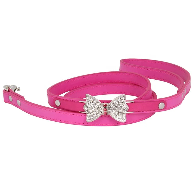 Cute Luxury Dog Leash Bow Coquette Y2K Sparkle